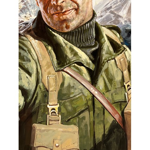 73 - Matchbox model kit original artwork, painting WWII British Commando soldiers box cover artwork showi... 