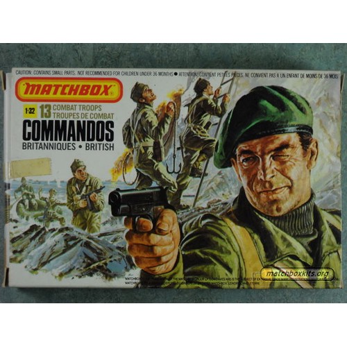 73 - Matchbox model kit original artwork, painting WWII British Commando soldiers box cover artwork showi... 