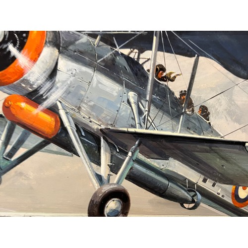 76 - WWII RNAS torpedo bomber painting artwork, an original painting of a WWII Fairey Swordfish Mk X, boo... 