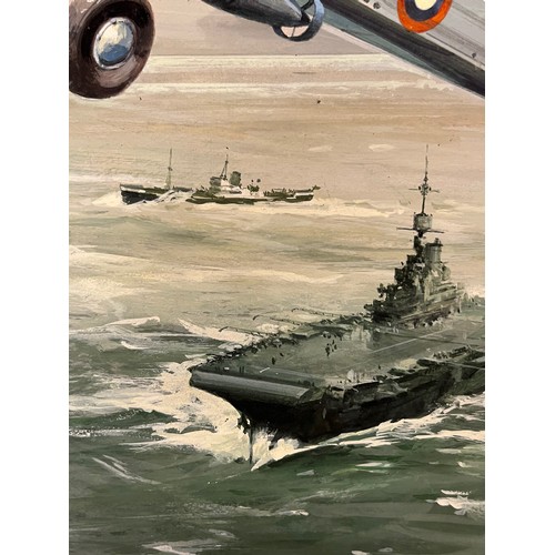 76 - WWII RNAS torpedo bomber painting artwork, an original painting of a WWII Fairey Swordfish Mk X, boo... 