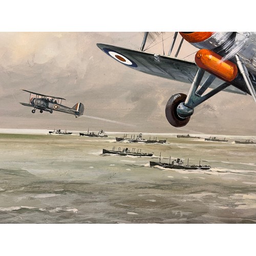 76 - WWII RNAS torpedo bomber painting artwork, an original painting of a WWII Fairey Swordfish Mk X, boo... 