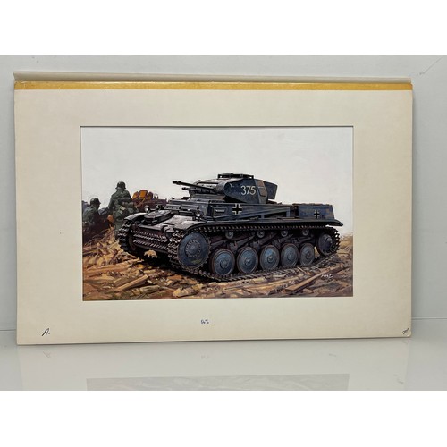 80 - Matchbox model kit original artwork, German Panzer Tank, a painting for the box cover artwork show i... 