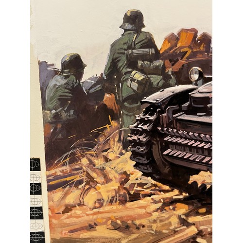 80 - Matchbox model kit original artwork, German Panzer Tank, a painting for the box cover artwork show i... 