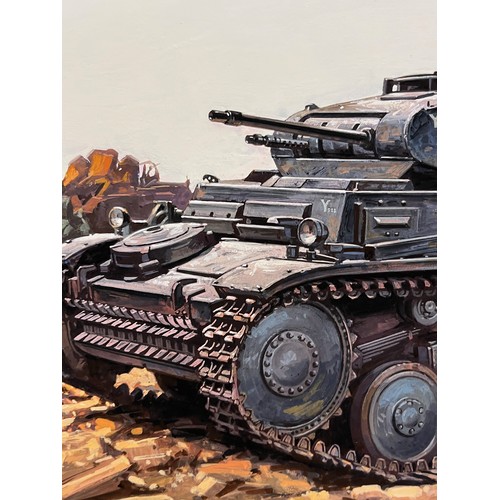 80 - Matchbox model kit original artwork, German Panzer Tank, a painting for the box cover artwork show i... 