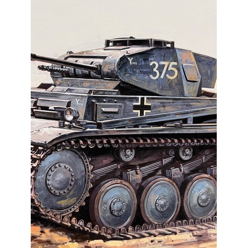 80 - Matchbox model kit original artwork, German Panzer Tank, a painting for the box cover artwork show i... 