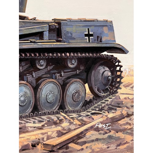 80 - Matchbox model kit original artwork, German Panzer Tank, a painting for the box cover artwork show i... 