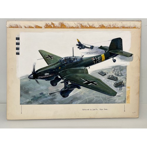 83 - Matchbox model kit original artwork, German JU 87 Stuka, a painting of a WWII German Dive Bomber in ... 