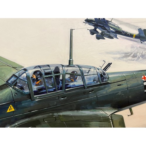 83 - Matchbox model kit original artwork, German JU 87 Stuka, a painting of a WWII German Dive Bomber in ... 