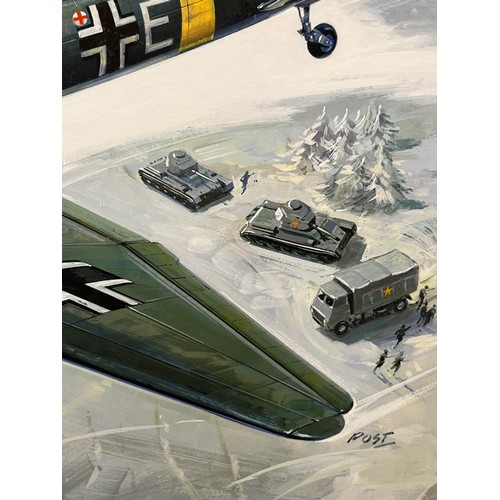 83 - Matchbox model kit original artwork, German JU 87 Stuka, a painting of a WWII German Dive Bomber in ... 