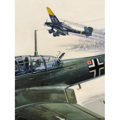 83 - Matchbox model kit original artwork, German JU 87 Stuka, a painting of a WWII German Dive Bomber in ... 