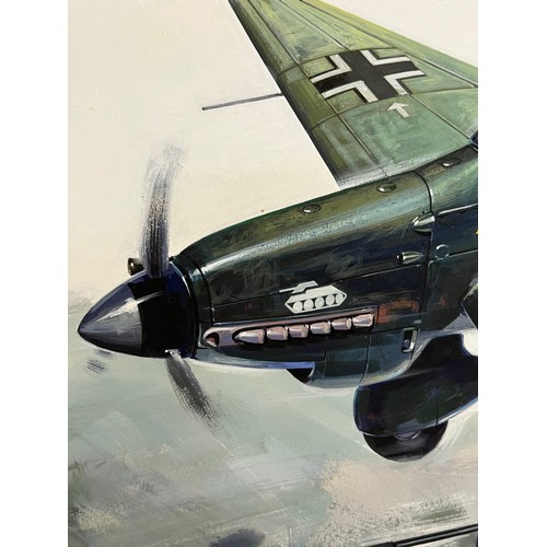 83 - Matchbox model kit original artwork, German JU 87 Stuka, a painting of a WWII German Dive Bomber in ... 