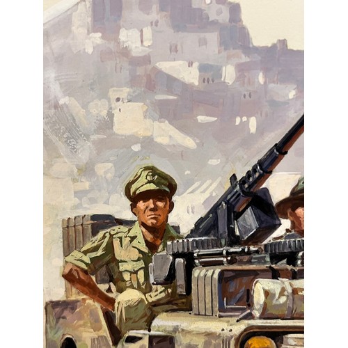 84 - Matchbox model kit original artwork, Long Range Desert Group SAS much modified 30cwt Chevrolet and W... 