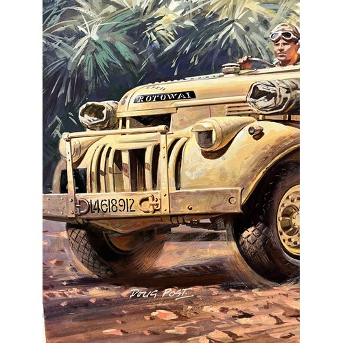 84 - Matchbox model kit original artwork, Long Range Desert Group SAS much modified 30cwt Chevrolet and W... 