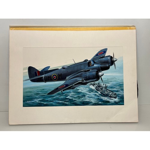 86 - Matchbox model kit original artwork by Eric Wardel, Royal Air Force, fighter aircraft, a painting of... 