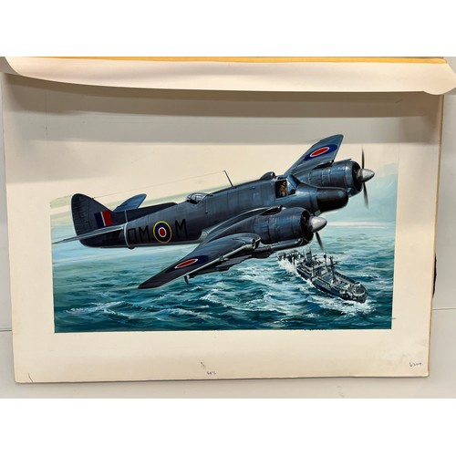 86 - Matchbox model kit original artwork by Eric Wardel, Royal Air Force, fighter aircraft, a painting of... 