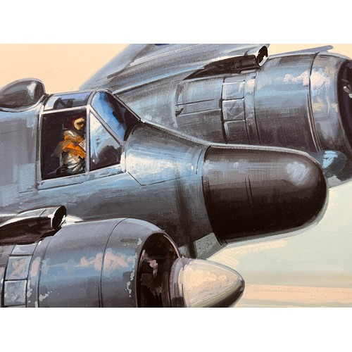 86 - Matchbox model kit original artwork by Eric Wardel, Royal Air Force, fighter aircraft, a painting of... 