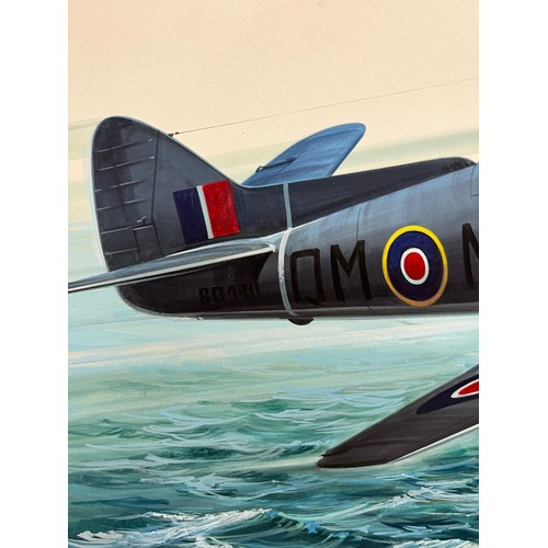 86 - Matchbox model kit original artwork by Eric Wardel, Royal Air Force, fighter aircraft, a painting of... 