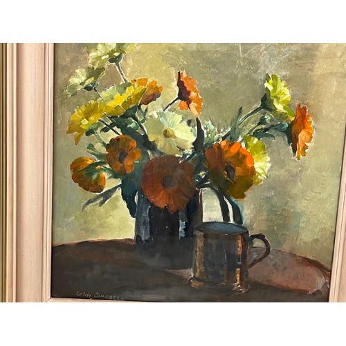 87 - Colin Cairness Clinton Campbell 1894 - 1970  Framed oil on board painting of a still life of Flowers... 