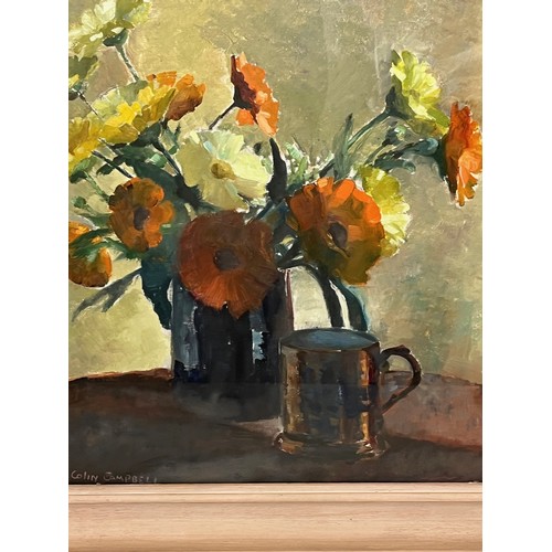 87 - Colin Cairness Clinton Campbell 1894 - 1970  Framed oil on board painting of a still life of Flowers... 