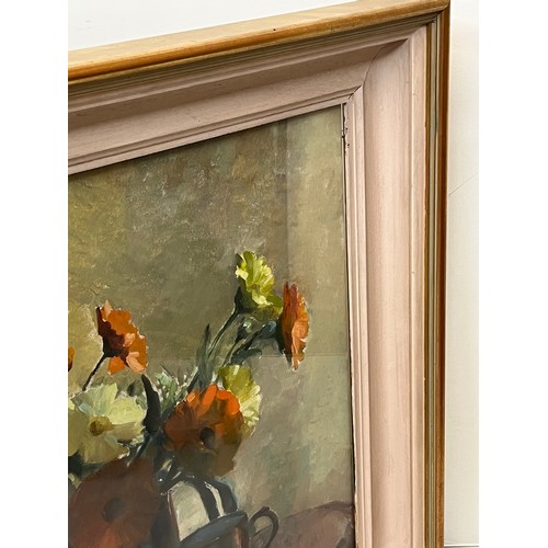 87 - Colin Cairness Clinton Campbell 1894 - 1970  Framed oil on board painting of a still life of Flowers... 