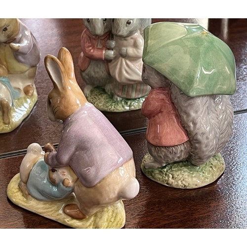 132 - Royal Albert Beatrix Potter figurine of Goody and Timmy Tiptoes and Benjamin Bunny and Peter Rabbit.... 