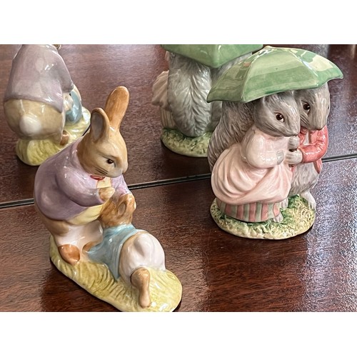 132 - Royal Albert Beatrix Potter figurine of Goody and Timmy Tiptoes and Benjamin Bunny and Peter Rabbit.... 