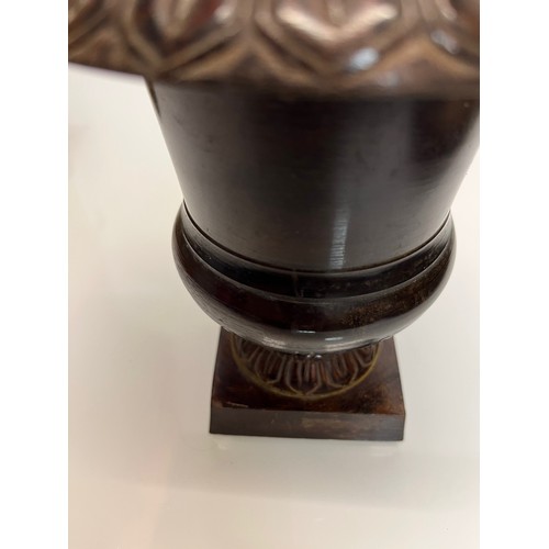 136 - Architectural antiques, a small cast bronze vase with hand chased decoration, previously in use as a... 