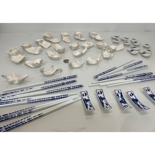 140 - Collection of ceramic chop sticks and rests.

This lot is available for in-house shipping