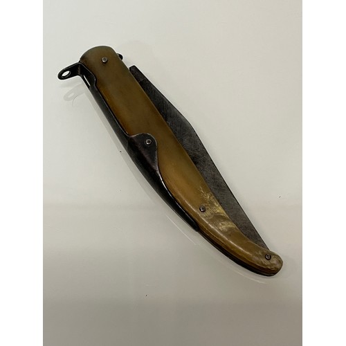 515 - Horn handled folding pocket knife marked for Corsica. 5 ½ inches long.

This lot is available for in... 