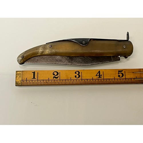 515 - Horn handled folding pocket knife marked for Corsica. 5 ½ inches long.

This lot is available for in... 