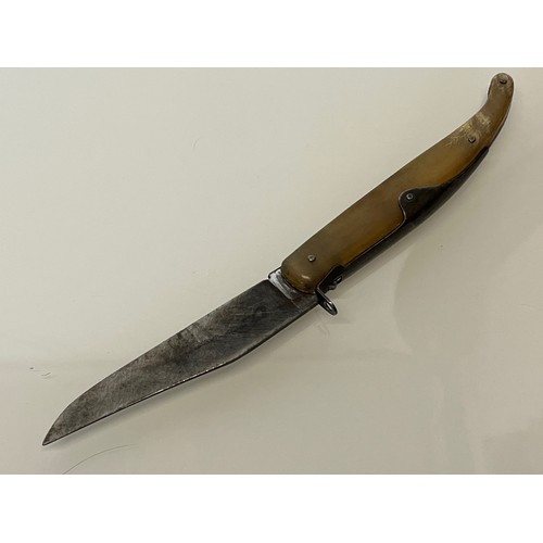 515 - Horn handled folding pocket knife marked for Corsica. 5 ½ inches long.

This lot is available for in... 