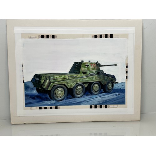 320 - Painting , german tank WWII, Airfix and Matchbox model kit collectors, packaging original artwork, G... 