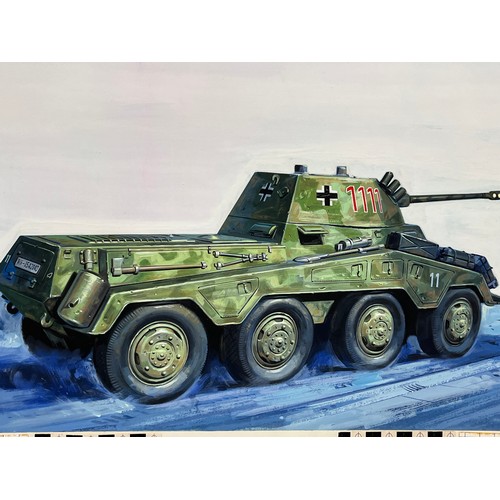 320 - Painting , german tank WWII, Airfix and Matchbox model kit collectors, packaging original artwork, G... 