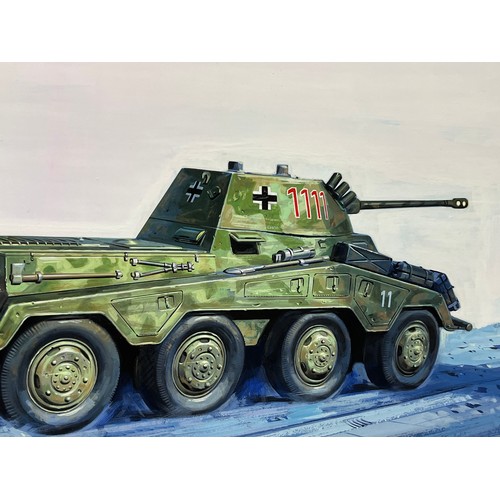 320 - Painting , german tank WWII, Airfix and Matchbox model kit collectors, packaging original artwork, G... 
