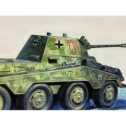320 - Painting , german tank WWII, Airfix and Matchbox model kit collectors, packaging original artwork, G... 