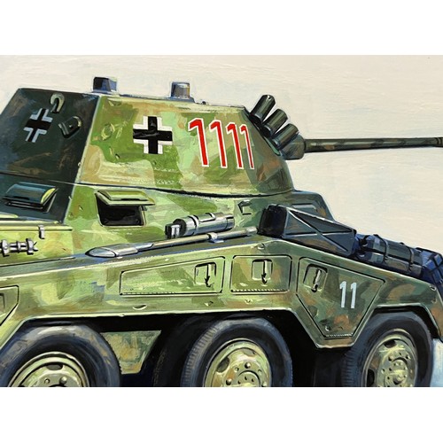 320 - Painting , german tank WWII, Airfix and Matchbox model kit collectors, packaging original artwork, G... 
