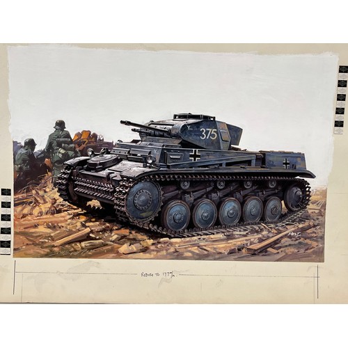 322 - Military Art, original packaging,Matchbox model kit original artwork, German Panzer Tank, a painting... 