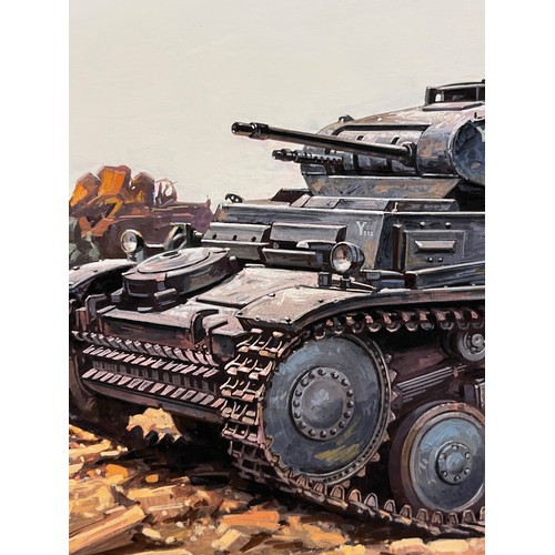 322 - Military Art, original packaging,Matchbox model kit original artwork, German Panzer Tank, a painting... 