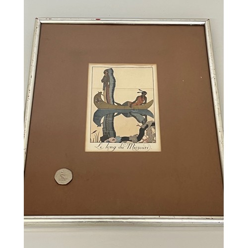 111 - Framed art deco fashion study of North American Indians by George Barbier dated for 1922. 40.5cm x 3... 