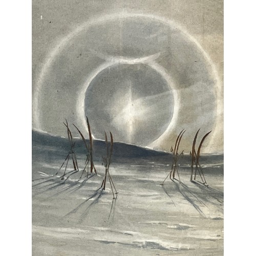 116 - Framed plate of a painting by Edward Wilson, a stunning Paraselene, a moonlike optical illusion caus... 