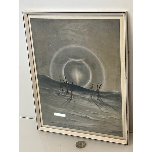 116 - Framed plate of a painting by Edward Wilson, a stunning Paraselene, a moonlike optical illusion caus... 