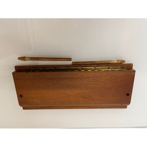 218 - Mid Century wooden folding book stand, 45 cm x 17 cm x 20 cm high.

This lot is available for in-hou... 