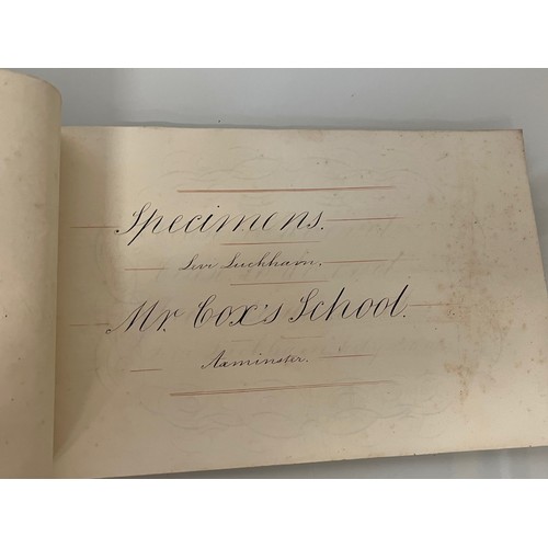 300 - Ephemera, calligraphy, a collection of mid C19th handwriting exercises from Oak House School Axminst... 