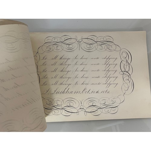 300 - Ephemera, calligraphy, a collection of mid C19th handwriting exercises from Oak House School Axminst... 