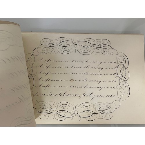 300 - Ephemera, calligraphy, a collection of mid C19th handwriting exercises from Oak House School Axminst... 