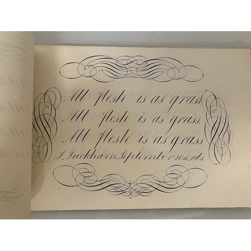 300 - Ephemera, calligraphy, a collection of mid C19th handwriting exercises from Oak House School Axminst... 