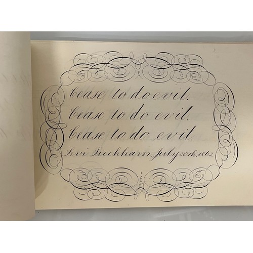 300 - Ephemera, calligraphy, a collection of mid C19th handwriting exercises from Oak House School Axminst... 