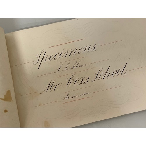 300 - Ephemera, calligraphy, a collection of mid C19th handwriting exercises from Oak House School Axminst... 