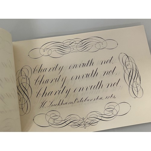 300 - Ephemera, calligraphy, a collection of mid C19th handwriting exercises from Oak House School Axminst... 