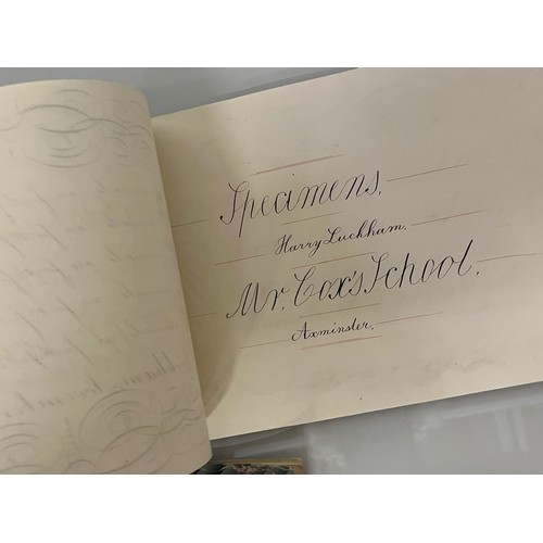 300 - Ephemera, calligraphy, a collection of mid C19th handwriting exercises from Oak House School Axminst... 